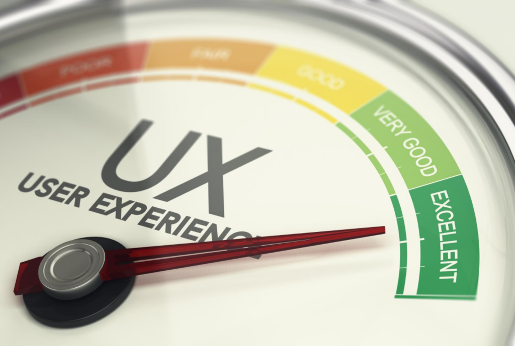 3d Illustration User Experience Gauge With Needle Pointing Excellent Ux Marketing Concept 1